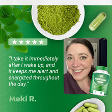 Load image into Gallery viewer, Pure Moringa Powder Capsules Of Nutrient-Rich Moringa - Natural Antioxidant Superfood - Promotes Energy, Skin Health, Gut Well-Being - With Essential Vitamins & Amino Acids 60 Count